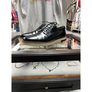 FENDI Navy Blue Leather Lace Derby Dress Shoes Men's US Size 10.5